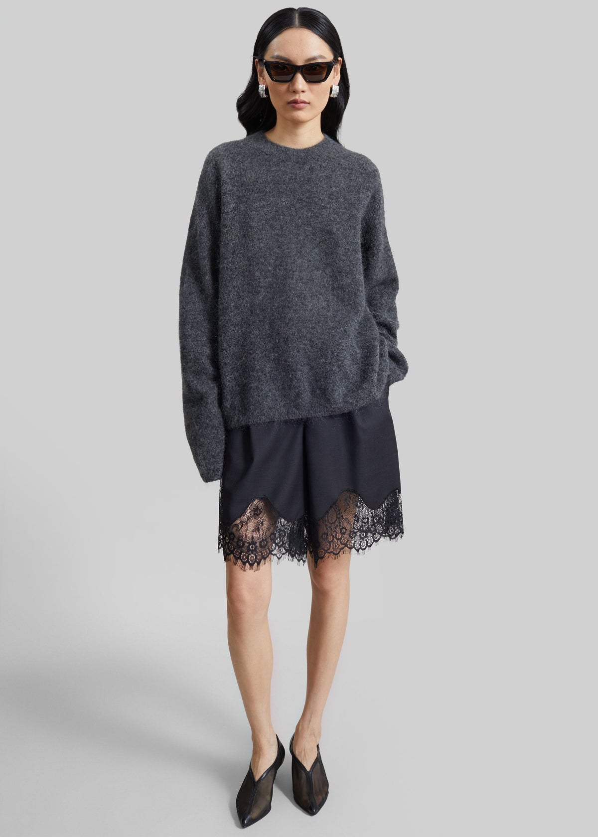 Timea Mohair Fuzzy Sweater - Dark Grey – view 2 of 6
