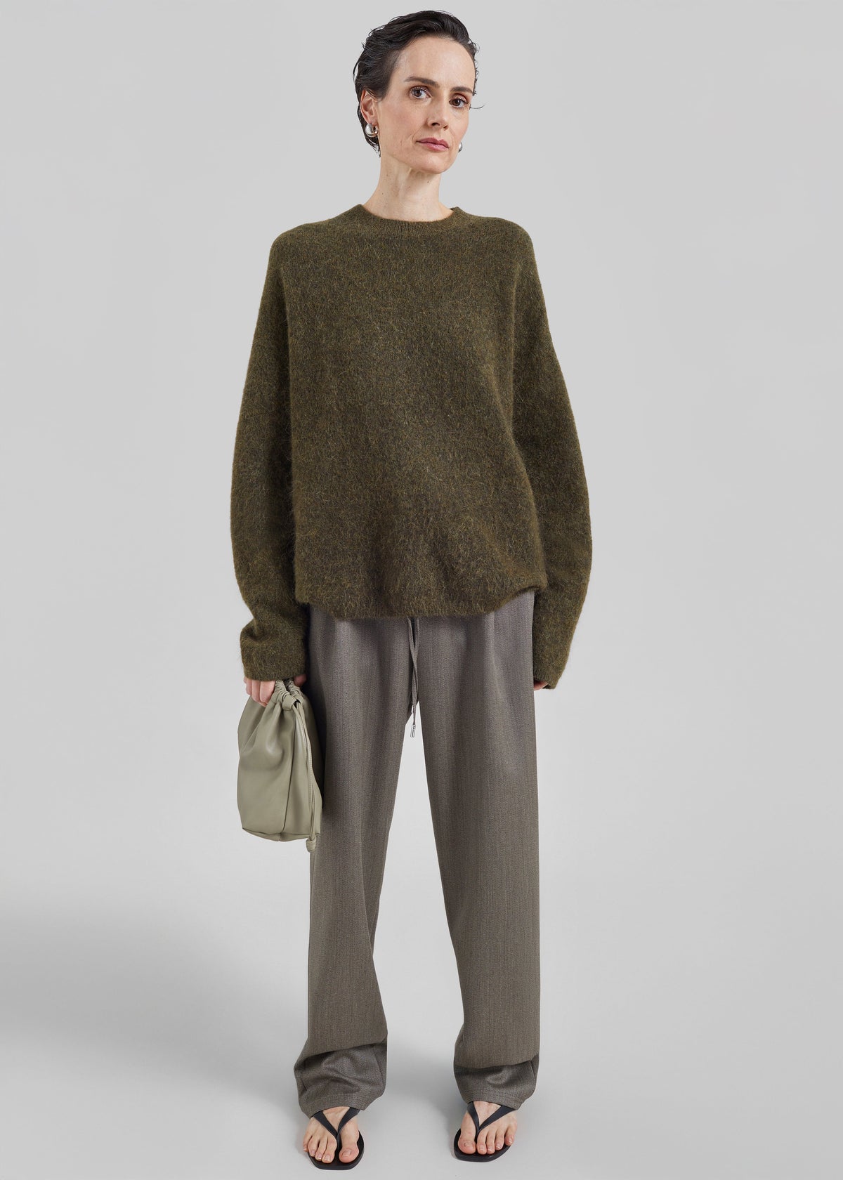 Timea Mohair Fuzzy Sweater - Dark Olive – view 9 of 14