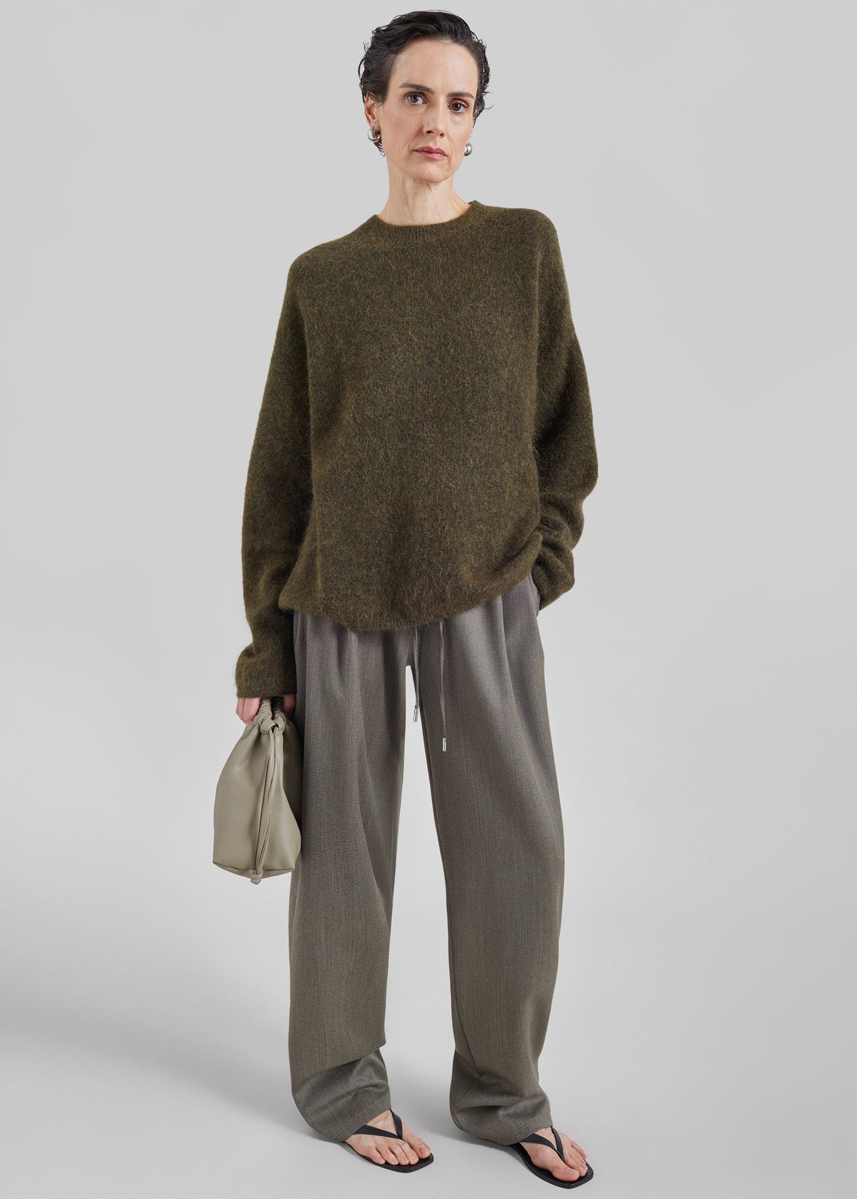 Timea Mohair Fuzzy Sweater - Dark Olive – view 10 of 14
