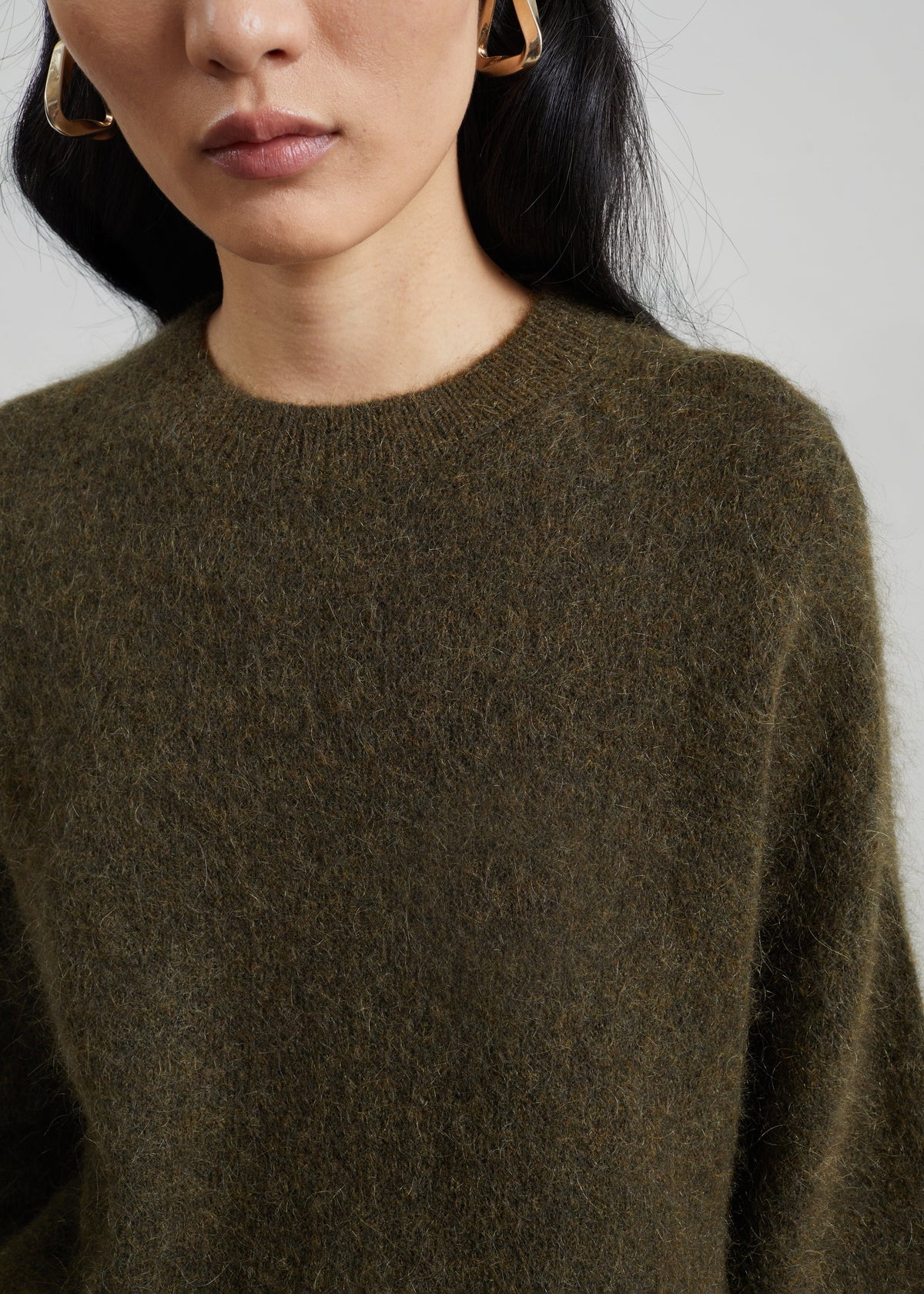 Timea Mohair Fuzzy Sweater - Dark Olive – view 7 of 14