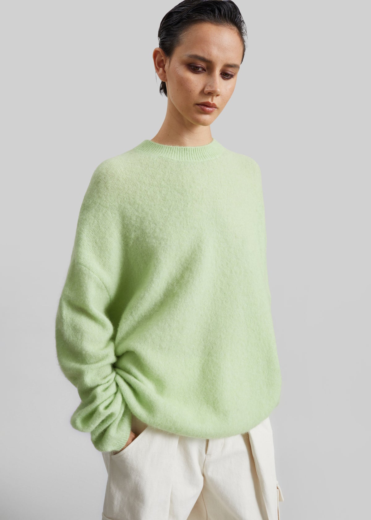 Timea Mohair Fuzzy Sweater - Lime – view 4 of 6