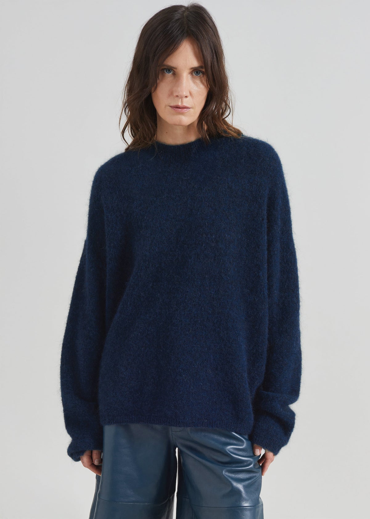Timea Mohair Fuzzy Sweater - Navy – view 5 of 7