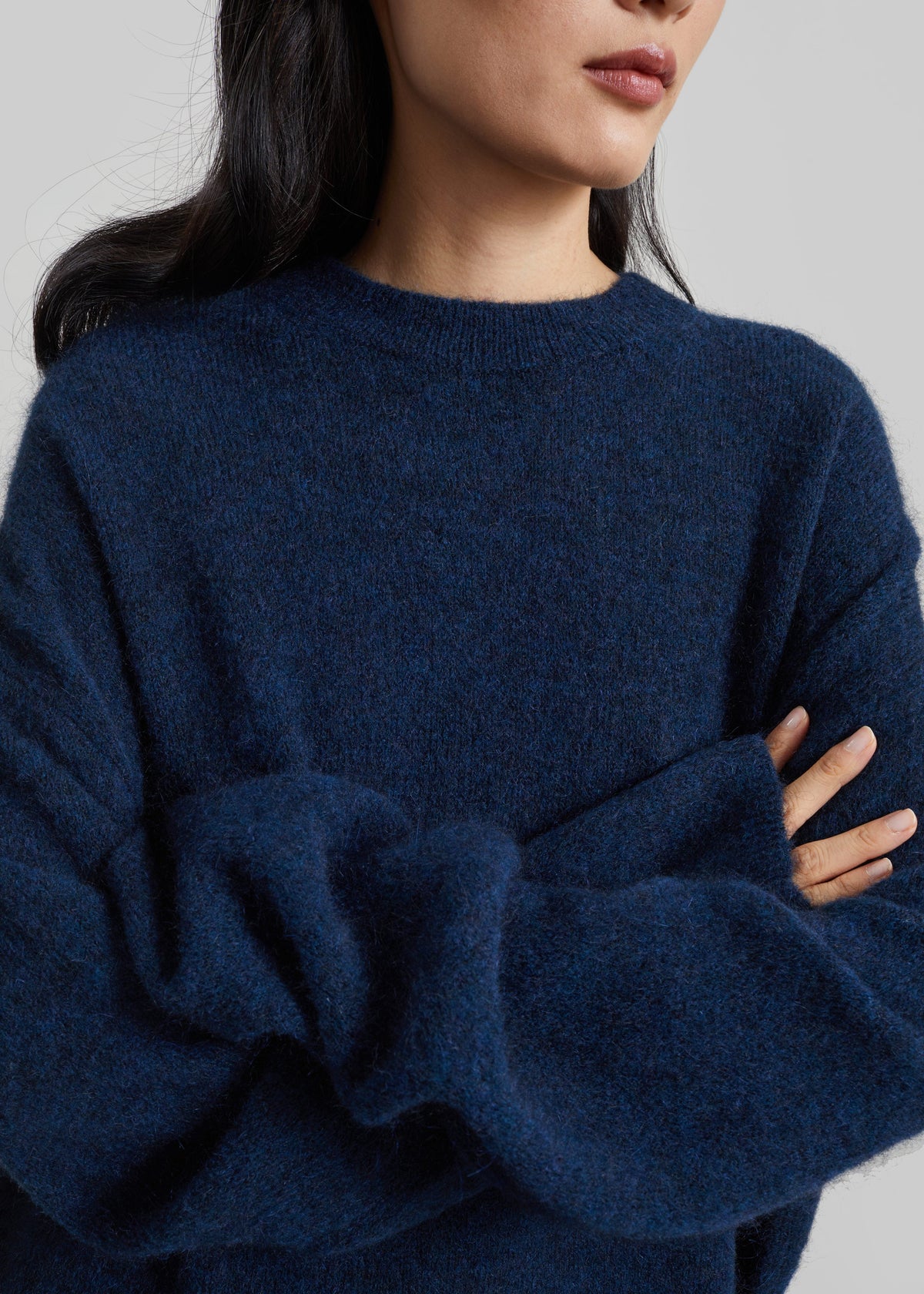 Timea Mohair Fuzzy Sweater - Navy – view 2 of 7