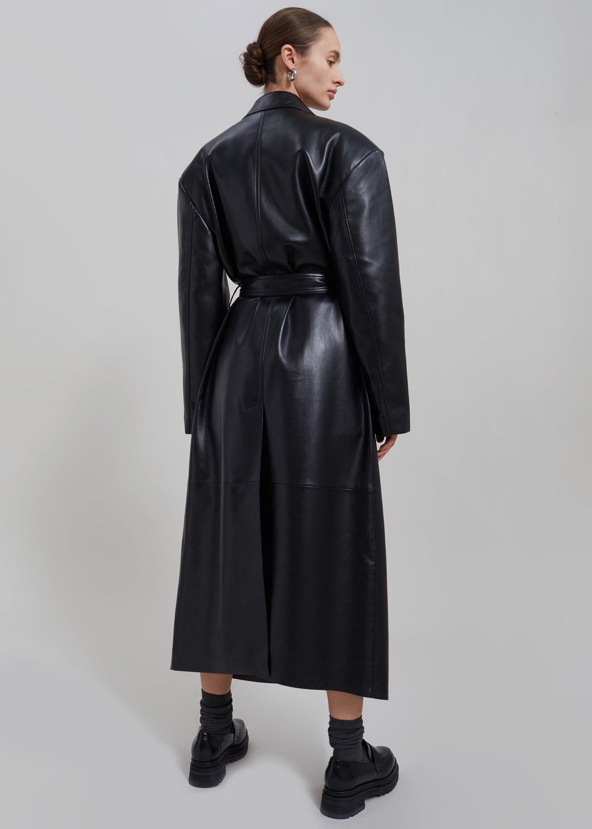 Tina Faux Leather Trench Coat - Black – view 5 of 6