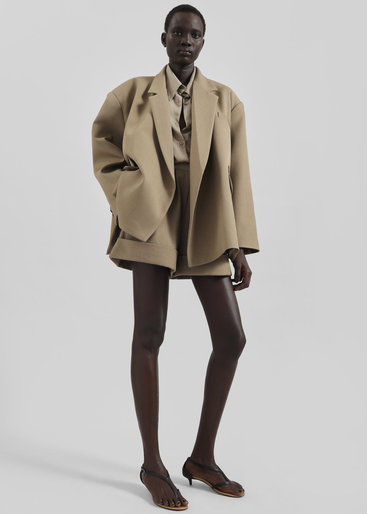 Tolmer Boxy Wrap Blazer - Taupe Melange – view 6 of 12