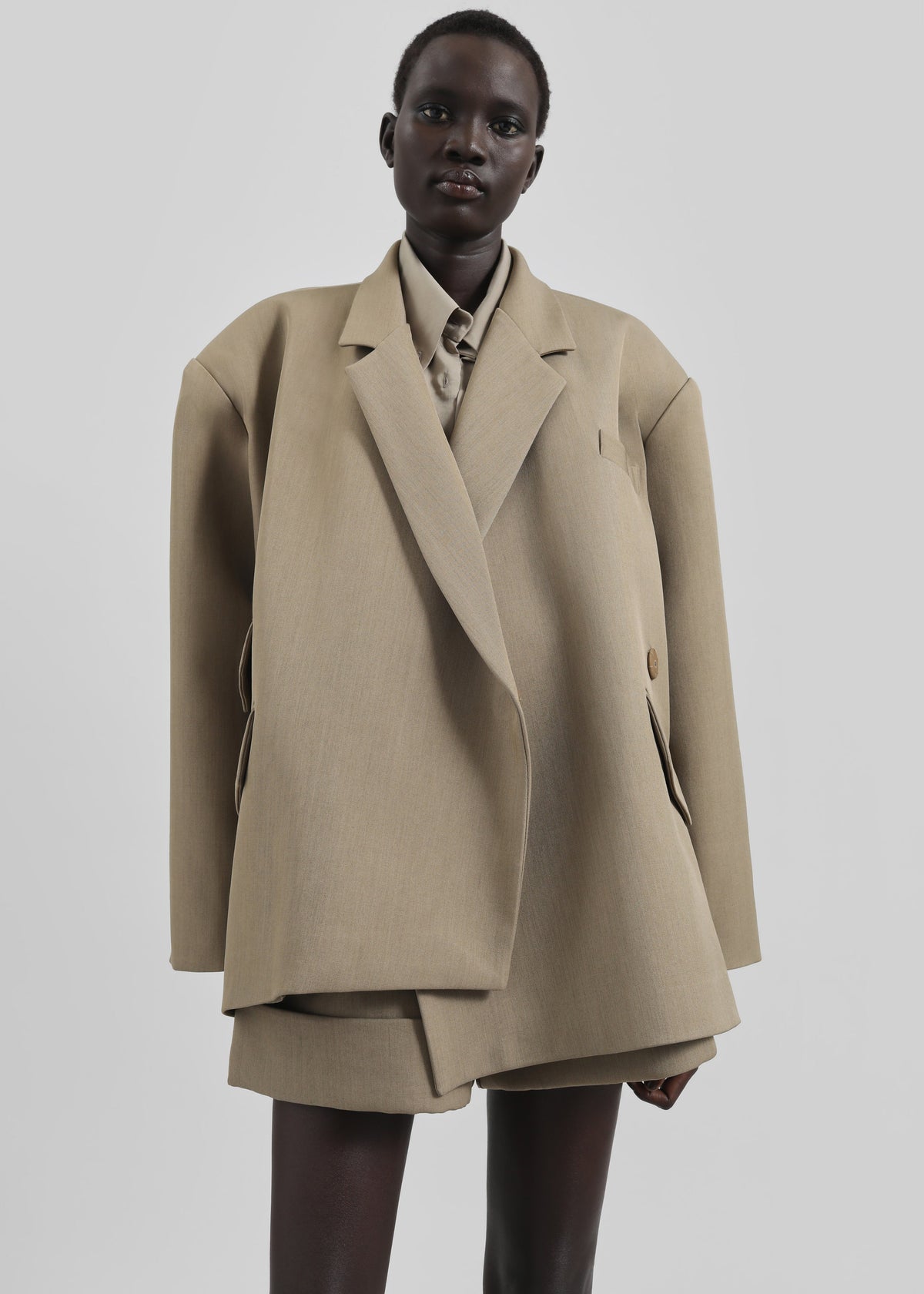 Tolmer Boxy Wrap Blazer - Taupe Melange – view 7 of 12