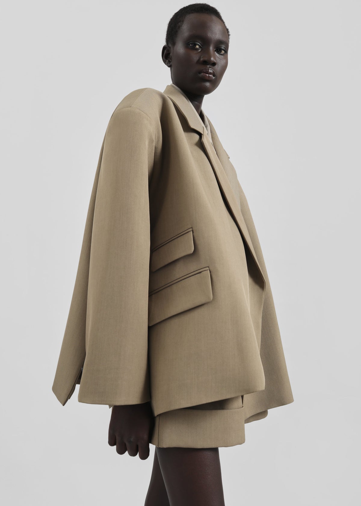 Tolmer Boxy Wrap Blazer - Taupe Melange – view 9 of 12
