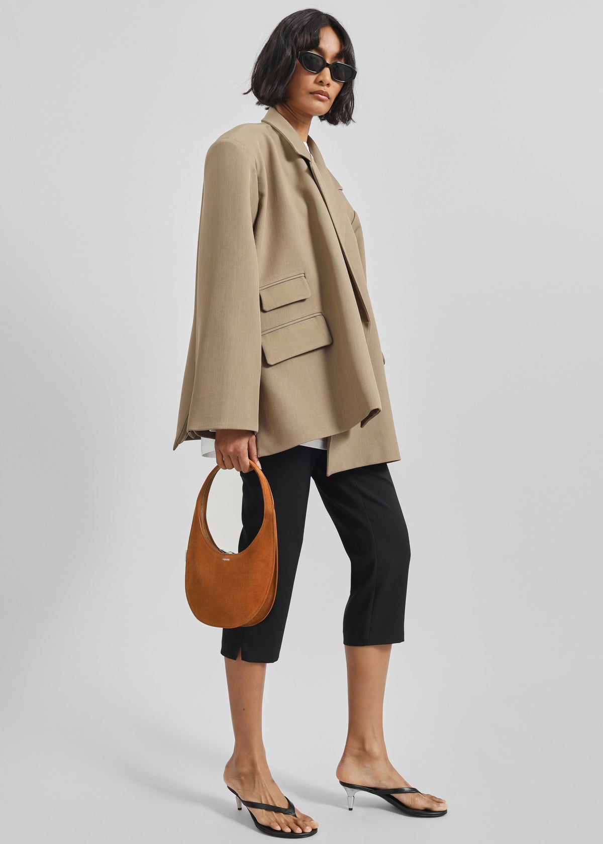 Tolmer Boxy Wrap Blazer - Taupe Melange – view 1 of 12