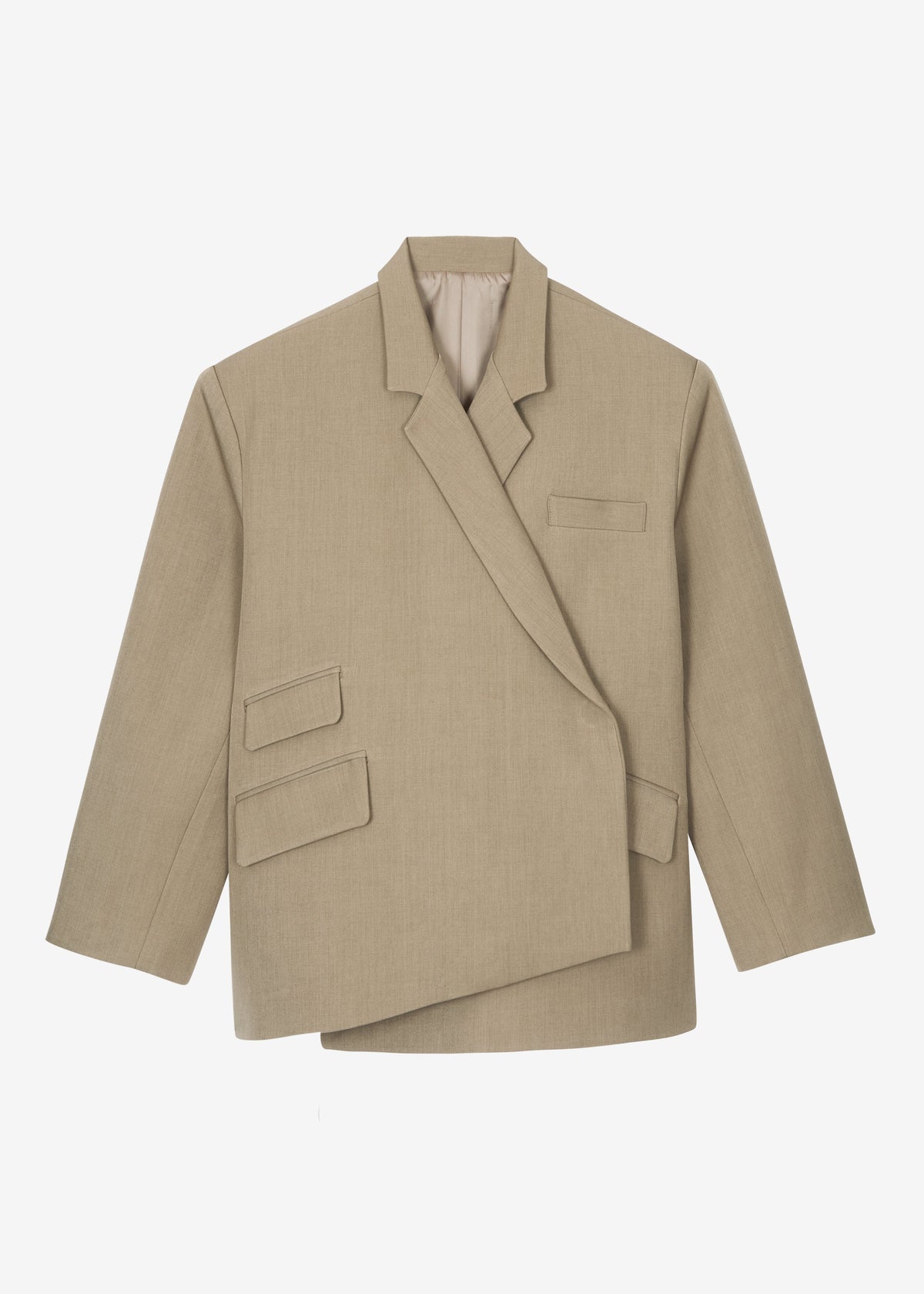 Tolmer Boxy Wrap Blazer - Taupe Melange – view 12 of 12