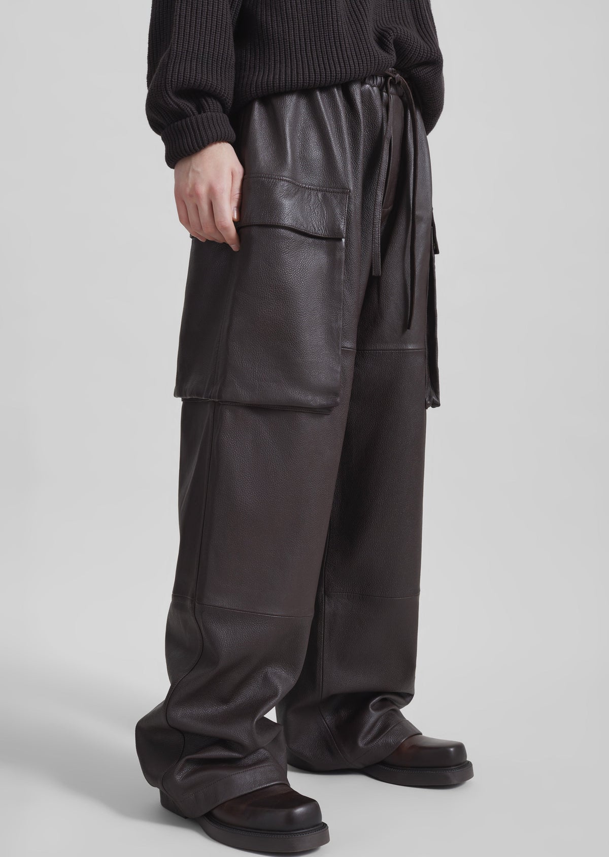 Tom Leather Cargo Pants - Vintage Brown – view 2 of 7