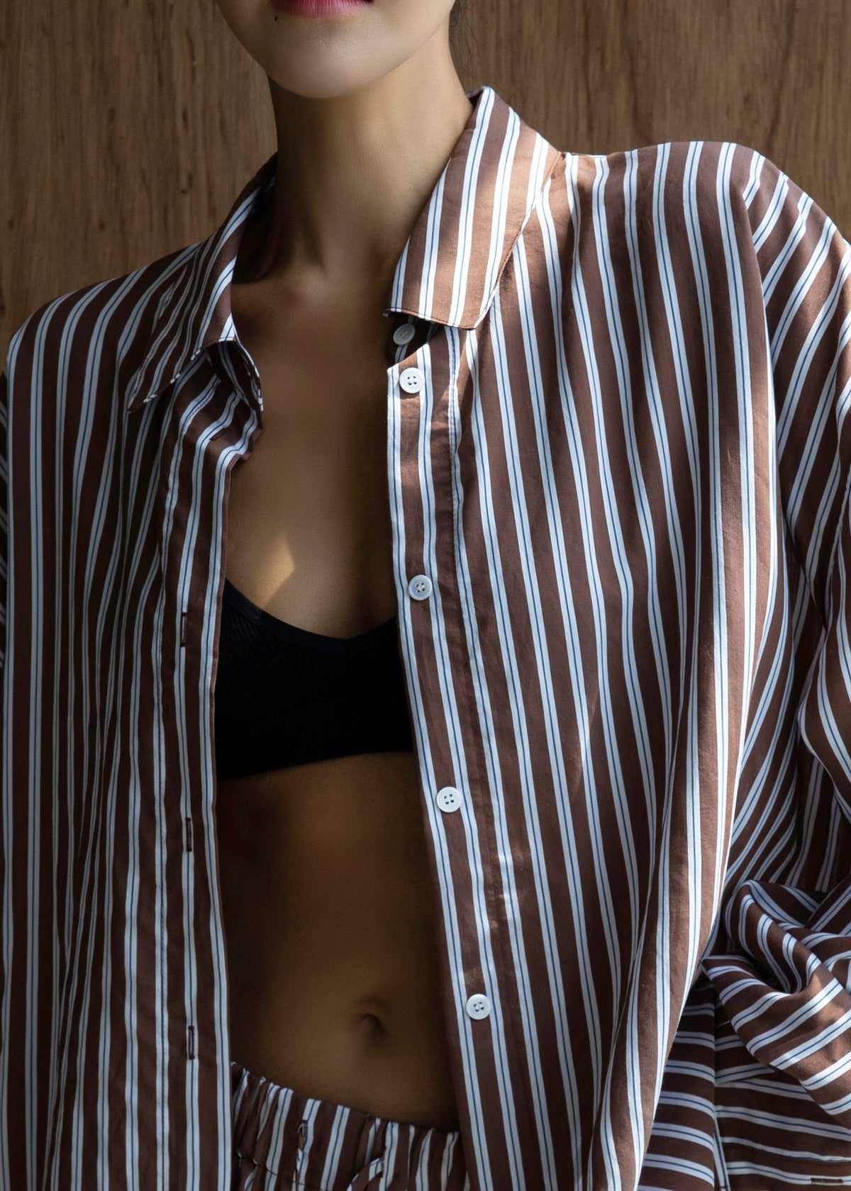 Toscane Oversized Shirt - Brown/White Stripe – view 2 of 10