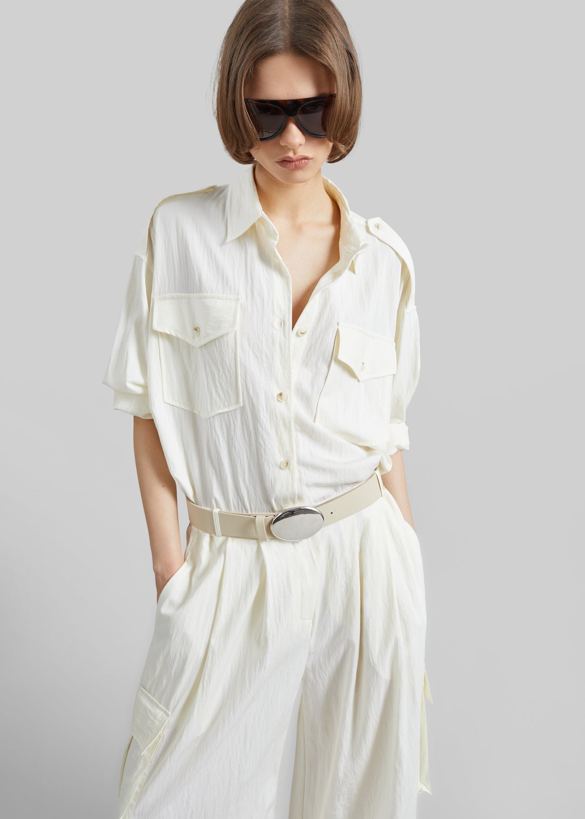 Trevi Textured Cargo Shirt - Cream – view 5 of 8