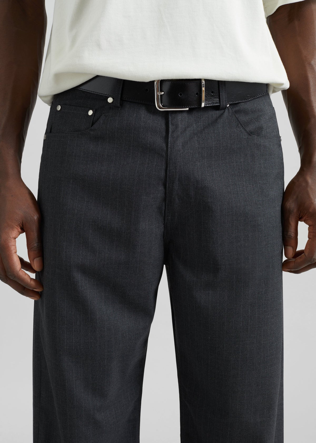 Trieste Straight Pants - Charcoal Pinstripe – view 4 of 10