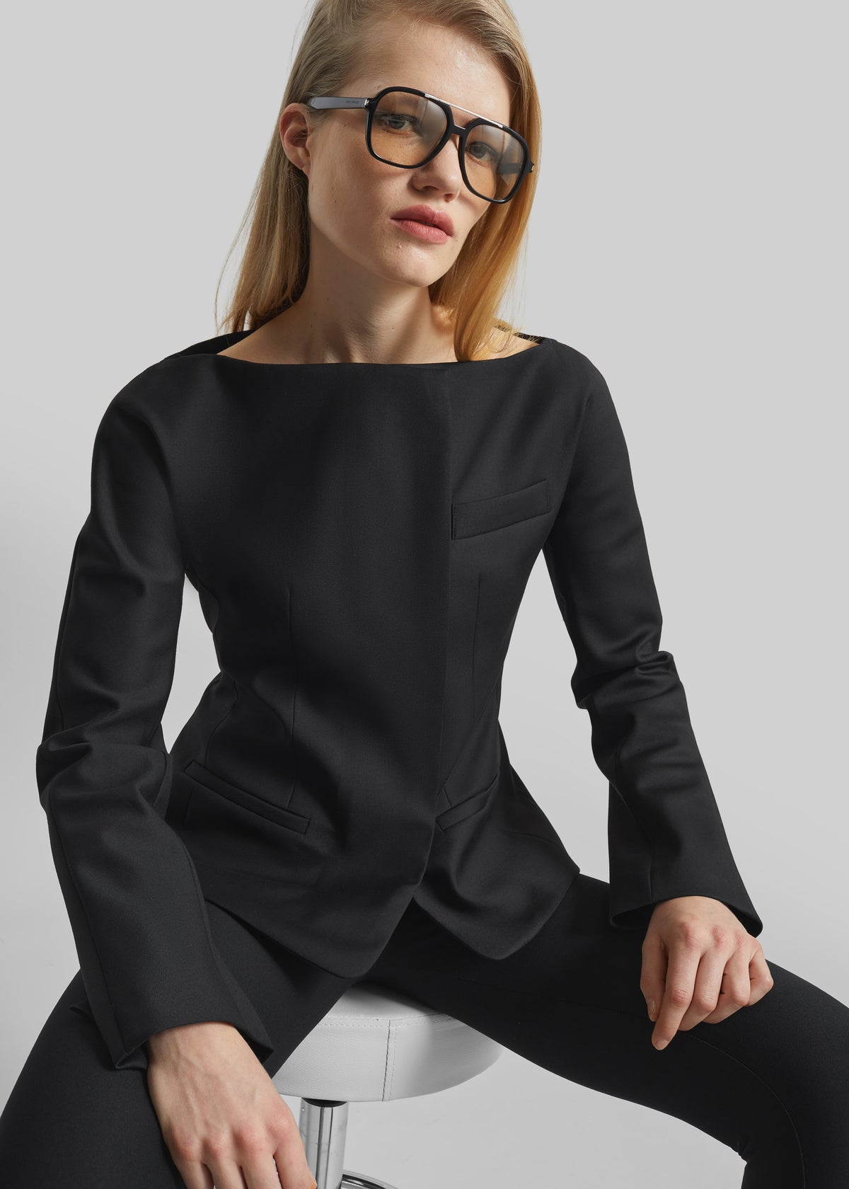 Troense Boatneck Tailored Blazer - Black – view 1 of 8