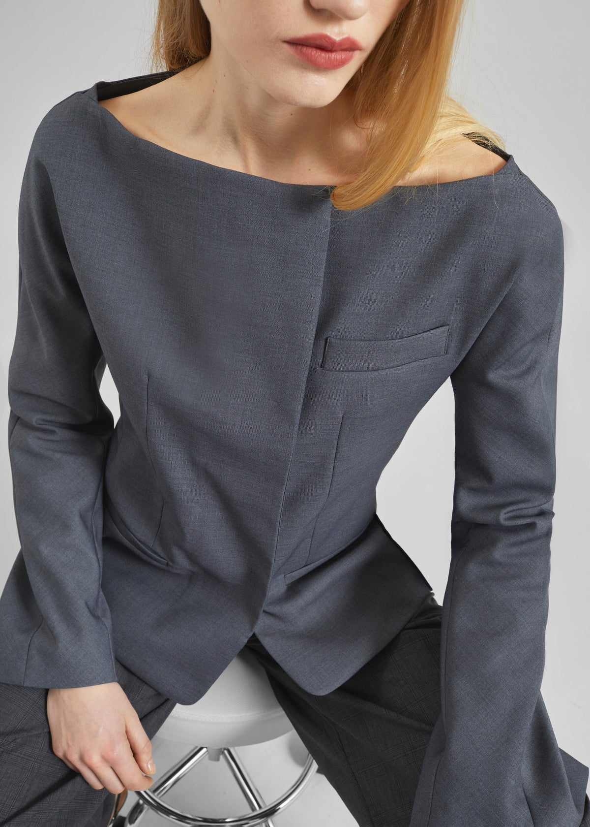 Troense Boatneck Tailored Blazer - Grey – view 1 of 7