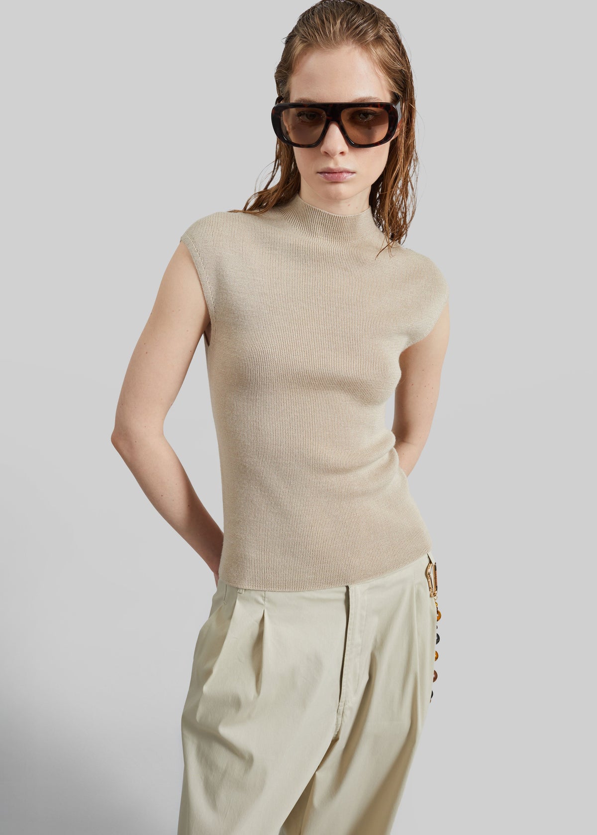 Troyes Knit Top - Beige – view 3 of 7
