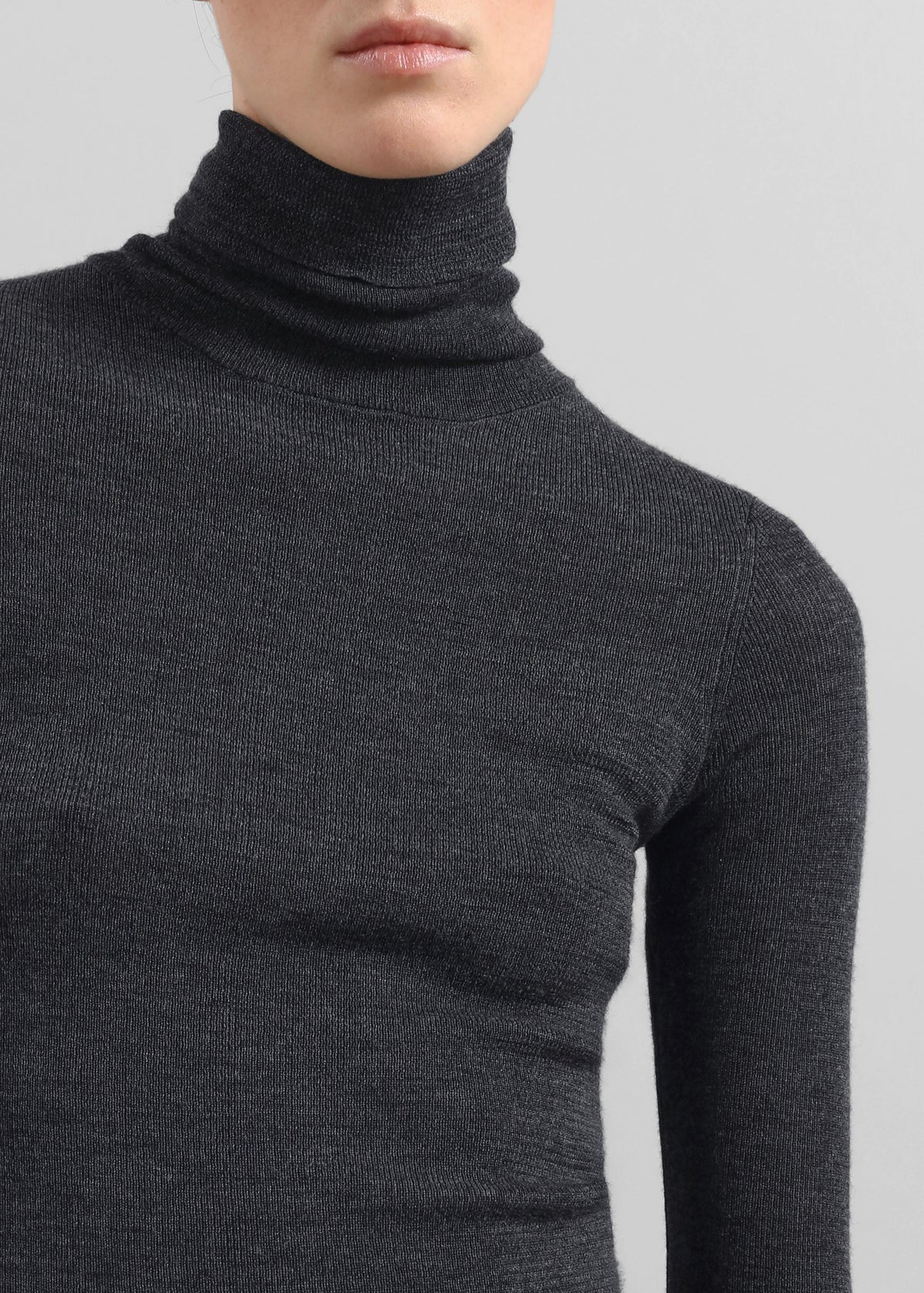 Utica Thin Turtleneck Sweater - Dark Grey Melange – view 4 of 6