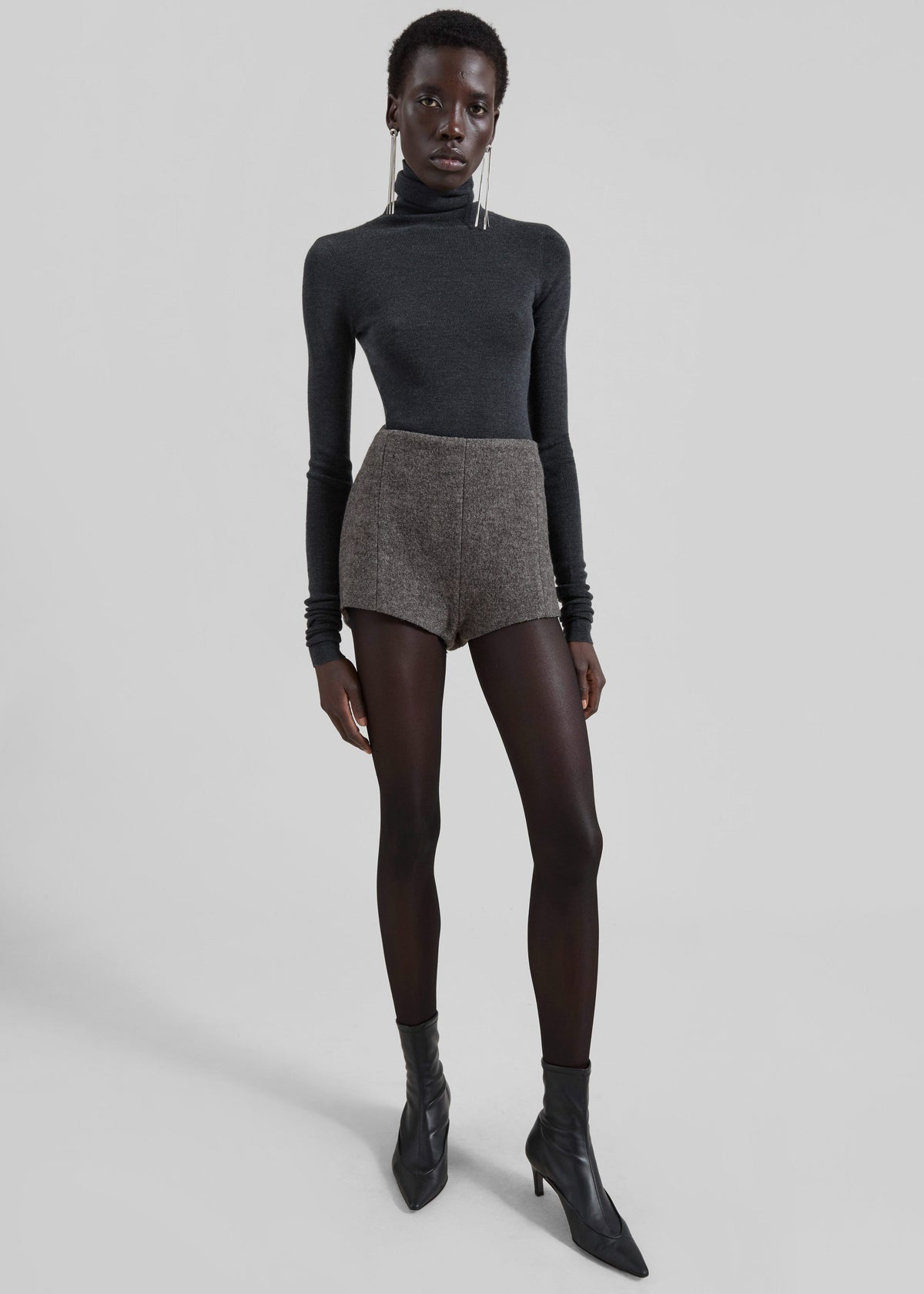 Utica Thin Turtleneck Sweater - Dark Grey Melange – view 5 of 6