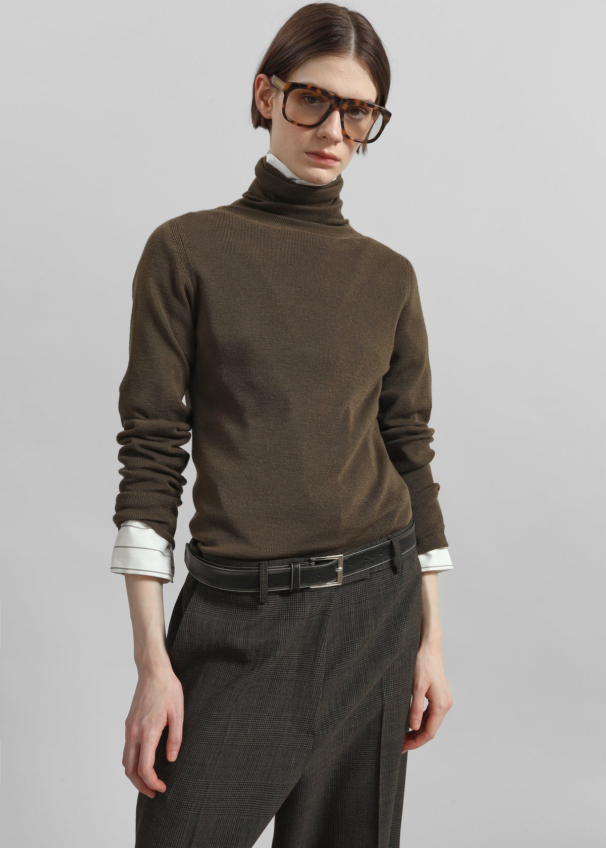 Utica Thin Turtleneck Sweater - Olive – view 1 of 4
