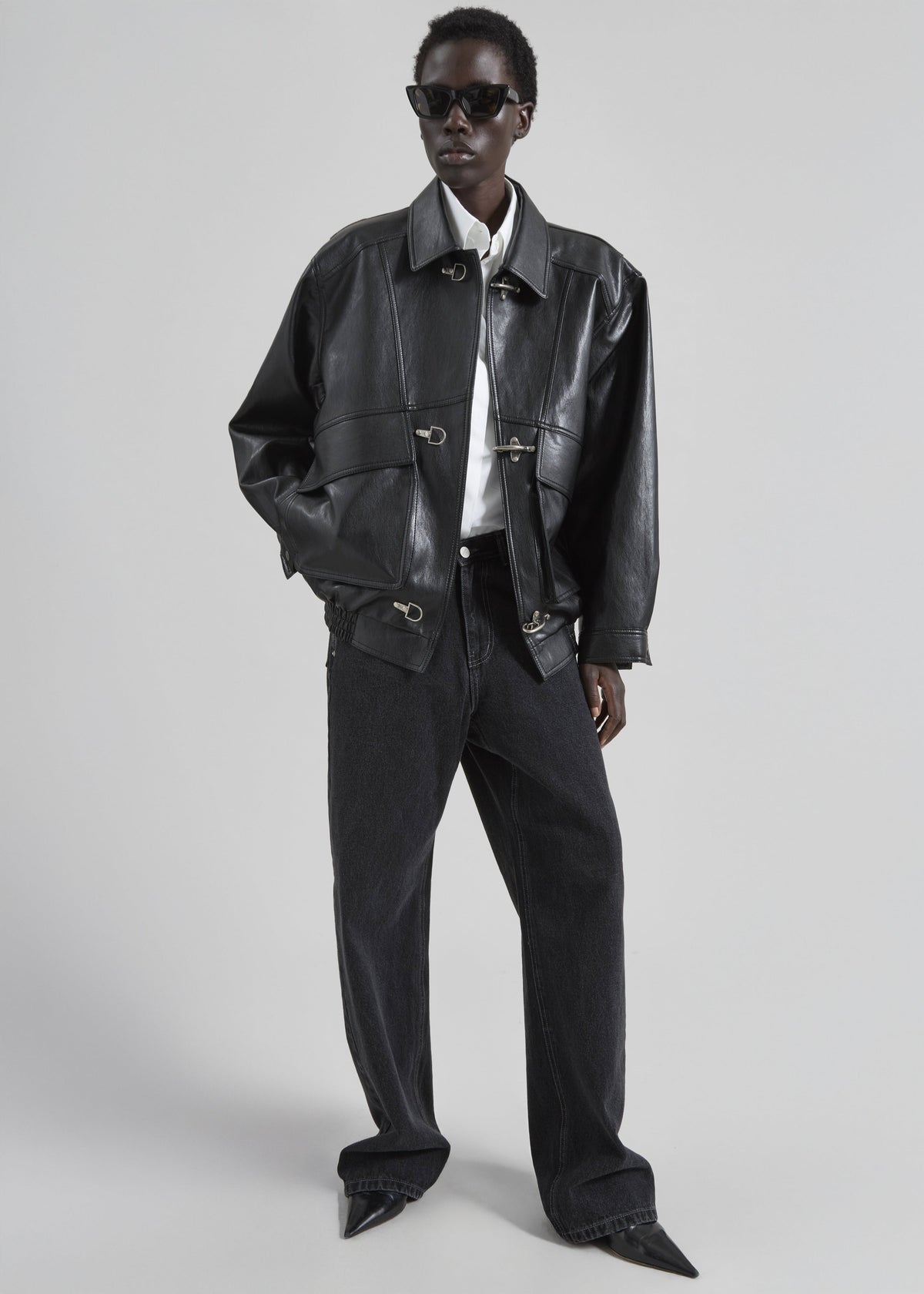 Utrecht Faux Leather Buckle Jacket - Black – view 7 of 10
