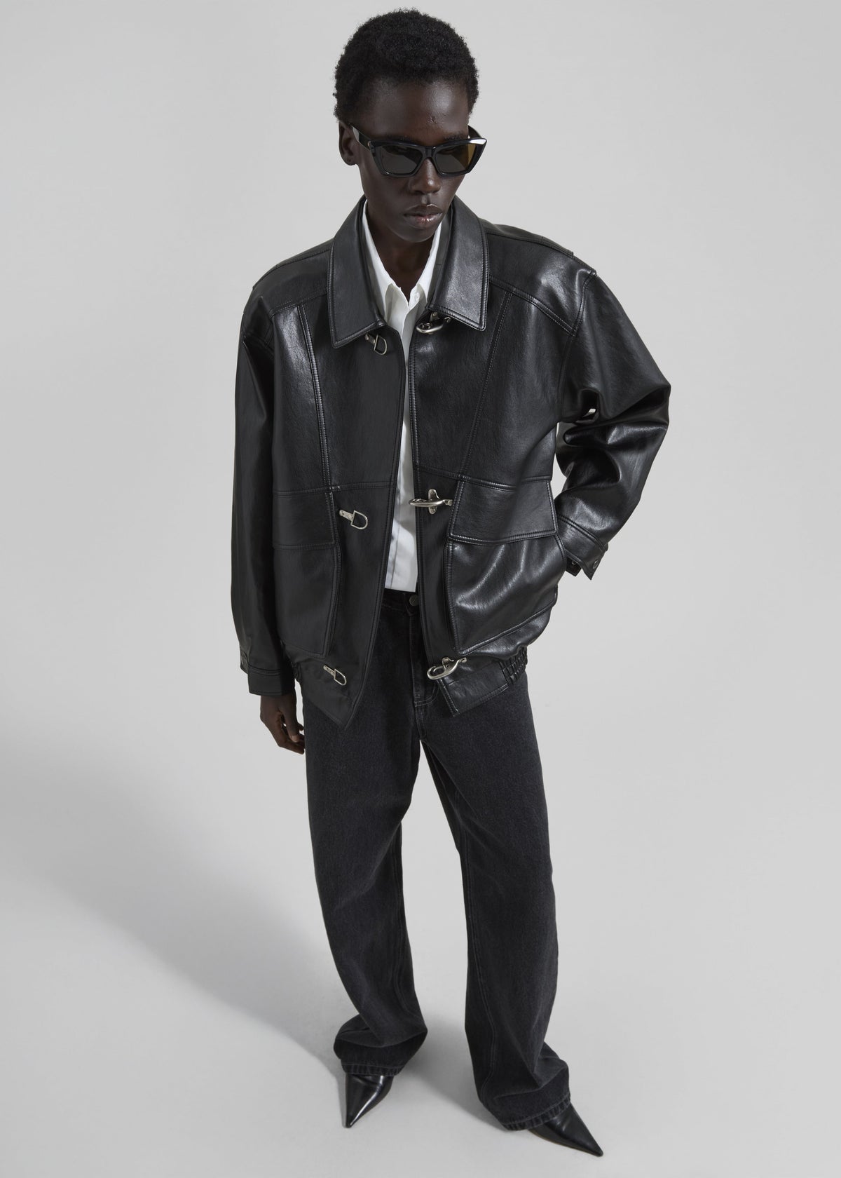 Utrecht Faux Leather Buckle Jacket - Black – view 2 of 10