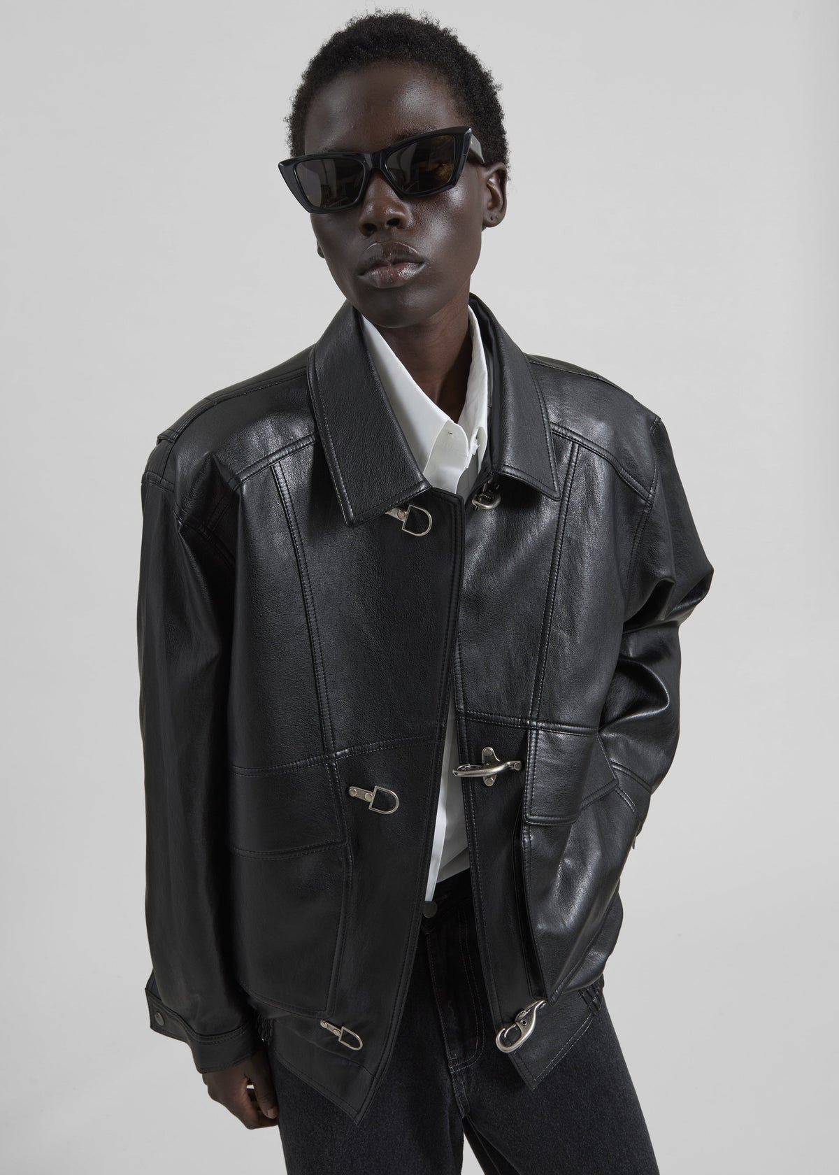 Utrecht Faux Leather Buckle Jacket - Black – view 3 of 10