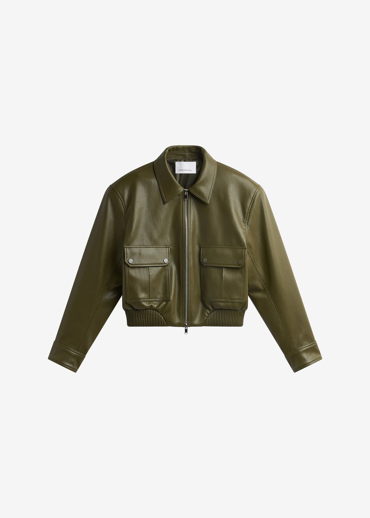 Val Faux Leather Padded Jacket - Army Green – view 7 of 7