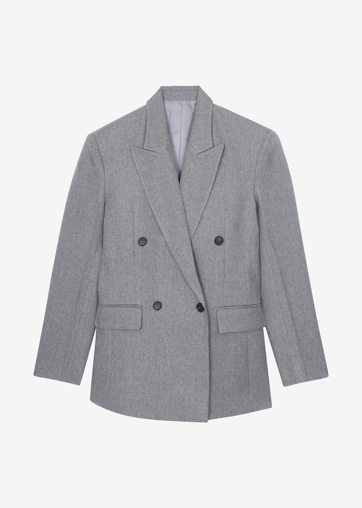 Vallsta Double-Breasted Blazer - Grey Melange – view 10 of 10