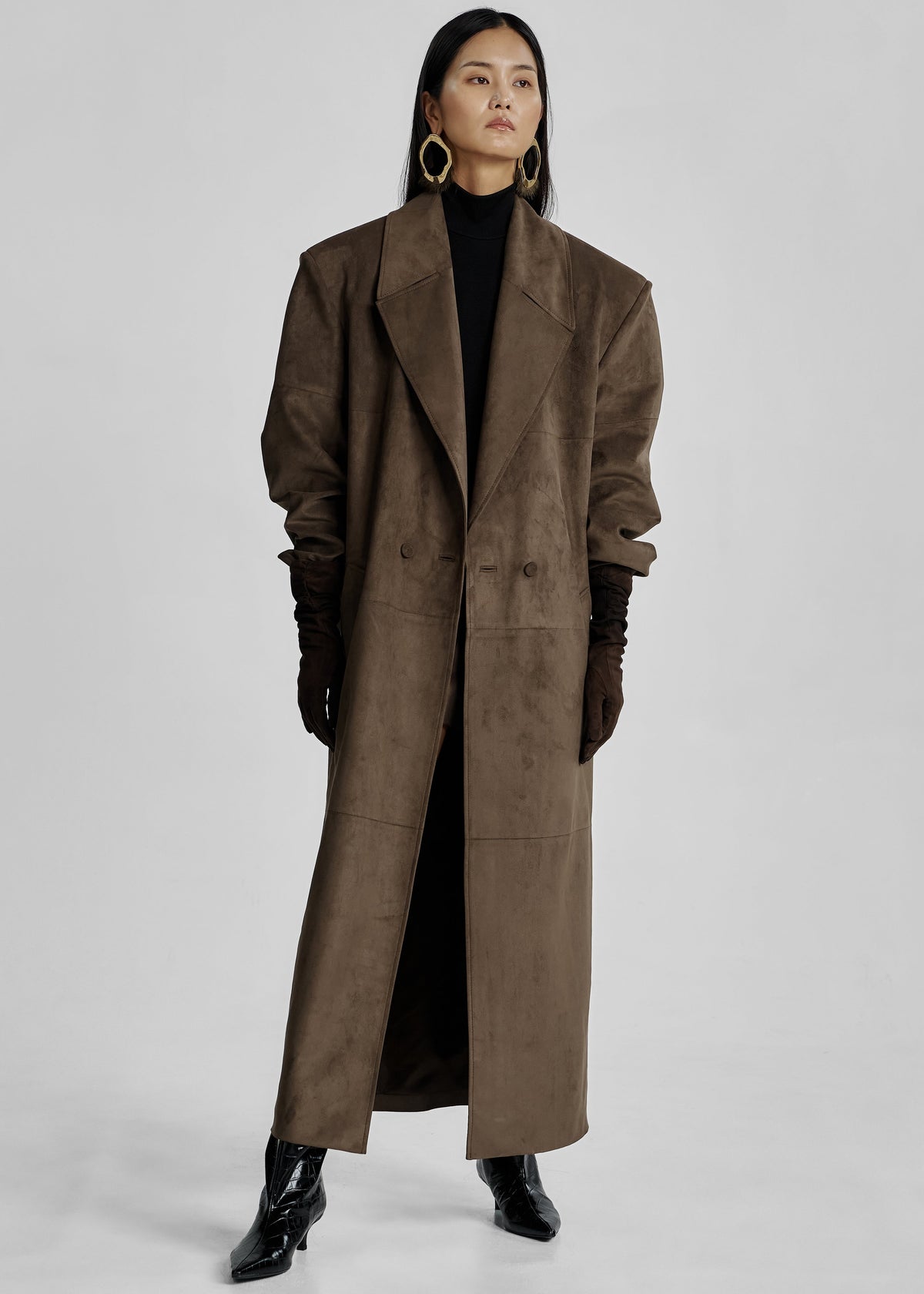 Valmere Faux Suede Coat - Brown – view 1 of 9