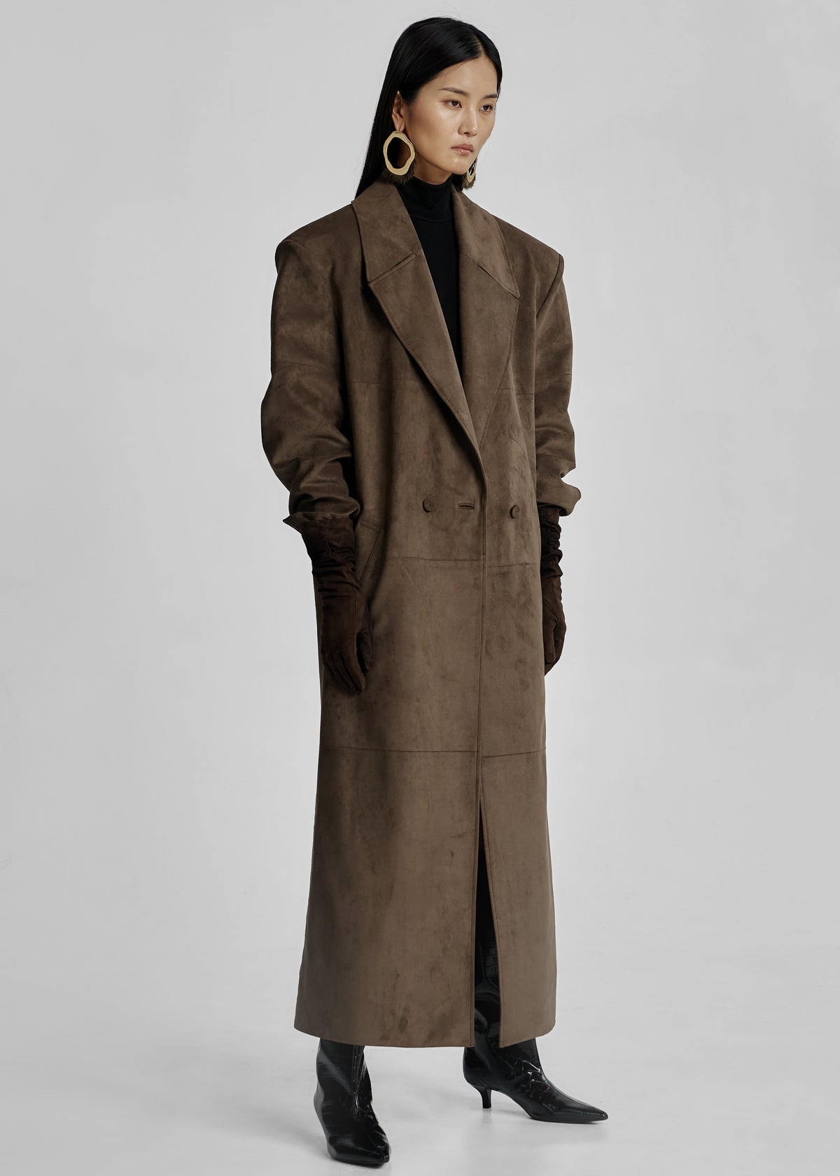Valmere Faux Suede Coat - Brown – view 8 of 9
