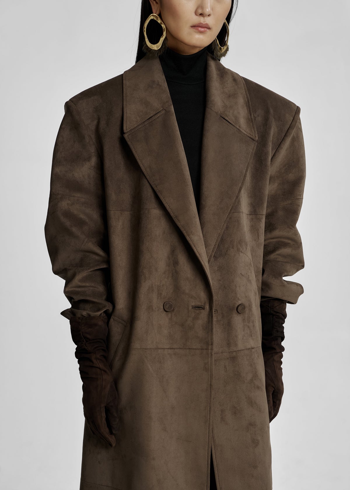 Valmere Faux Suede Coat - Brown – view 2 of 9