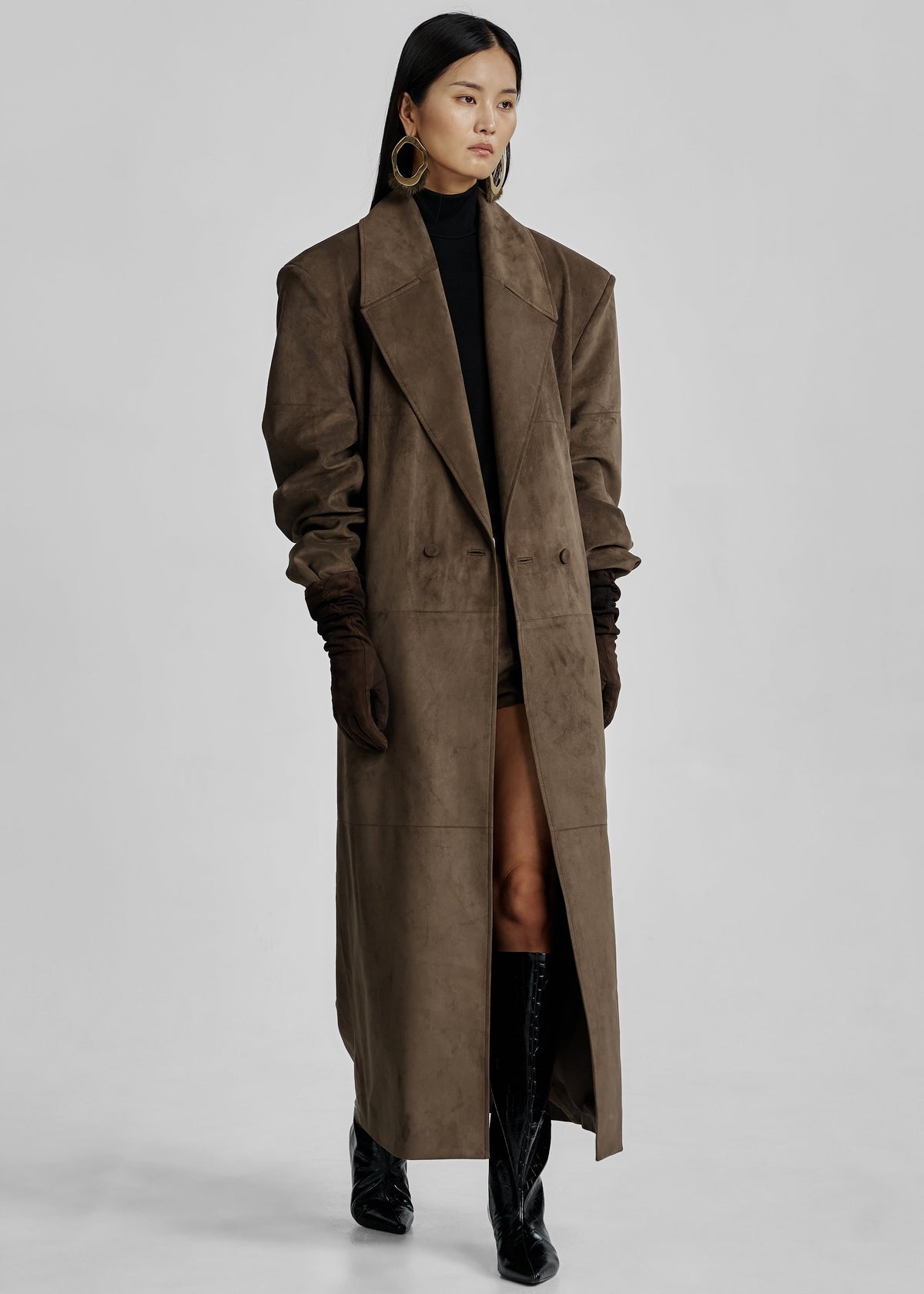Valmere Faux Suede Coat - Brown – view 4 of 9