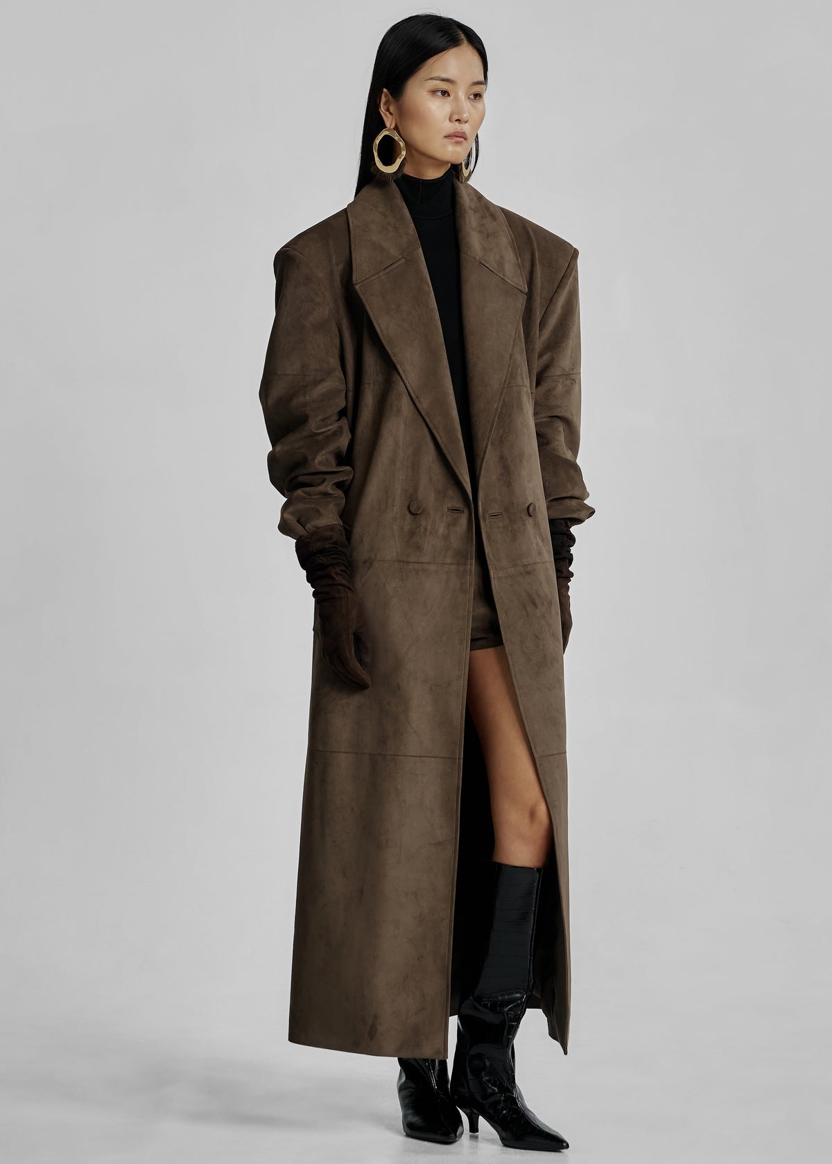 Valmere Faux Suede Coat - Brown – view 7 of 9
