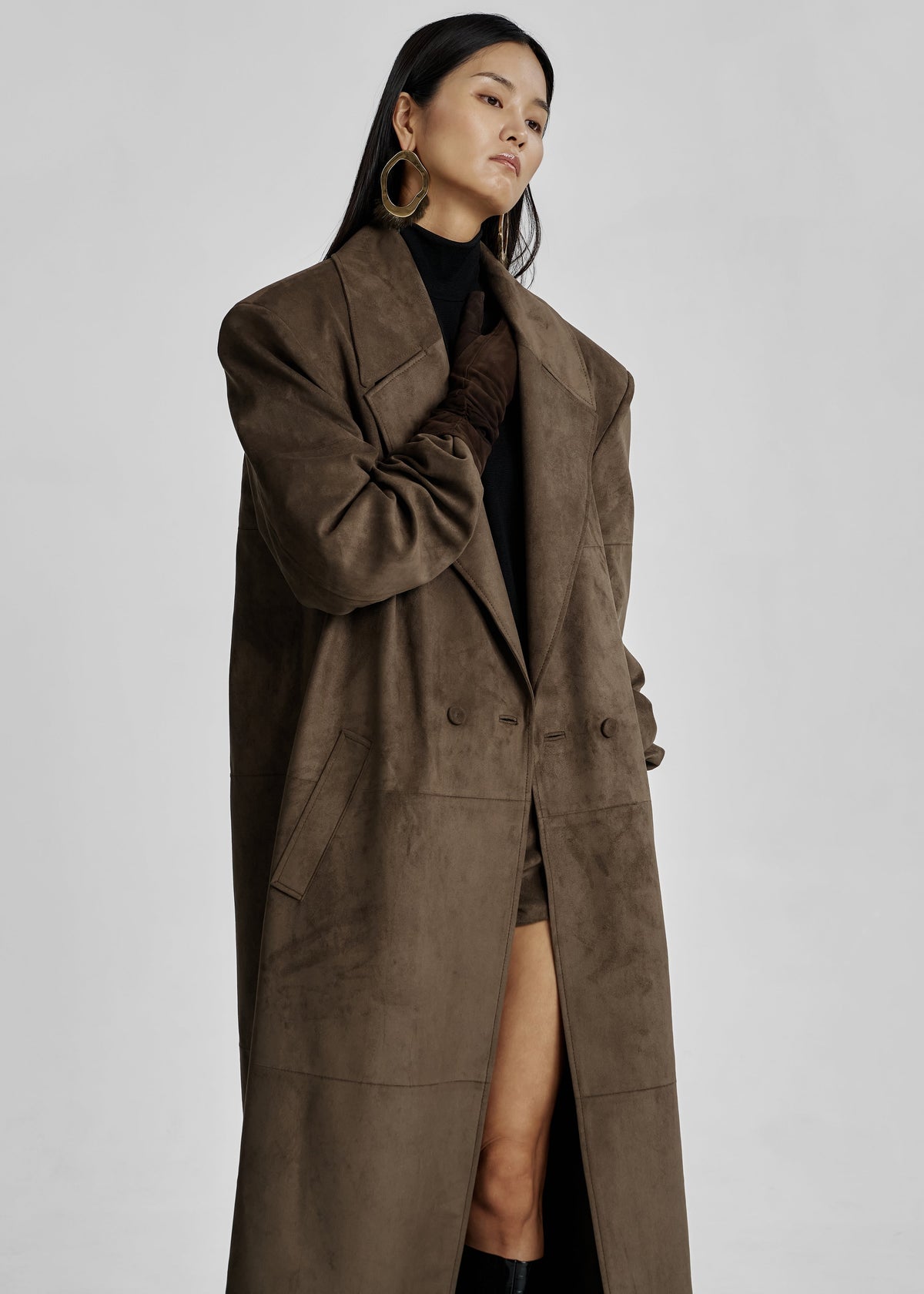 Valmere Faux Suede Coat - Brown – view 5 of 9
