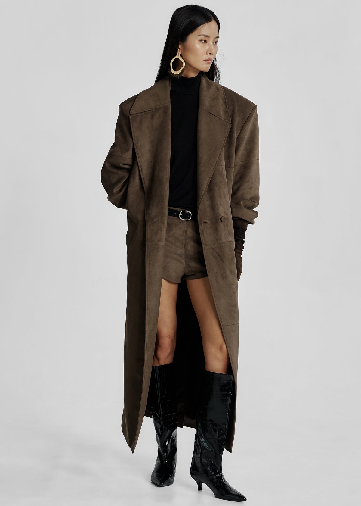 Valmere Faux Suede Coat - Brown – view 6 of 9