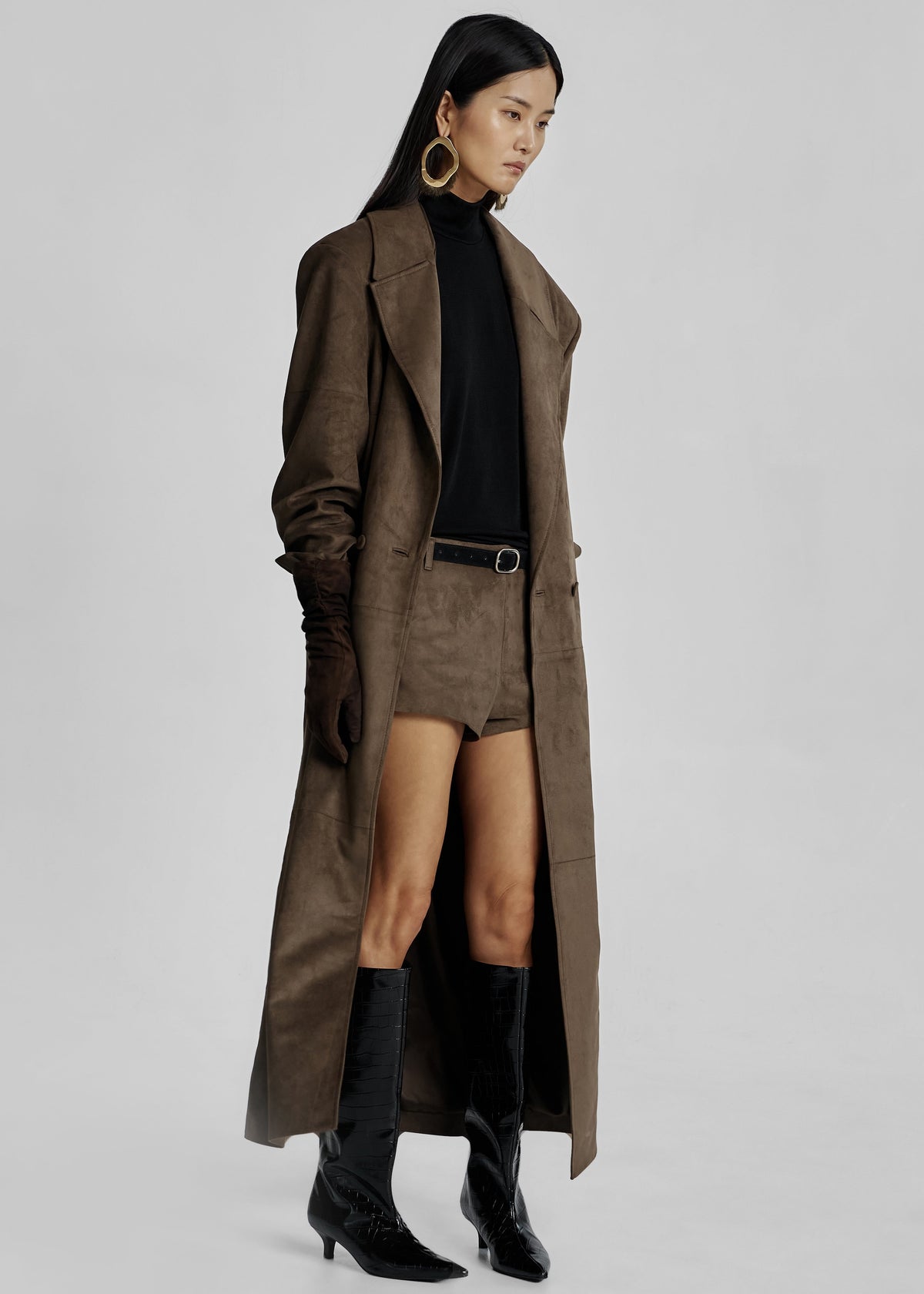 Valmere Faux Suede Hot Pants - Brown – view 6 of 10