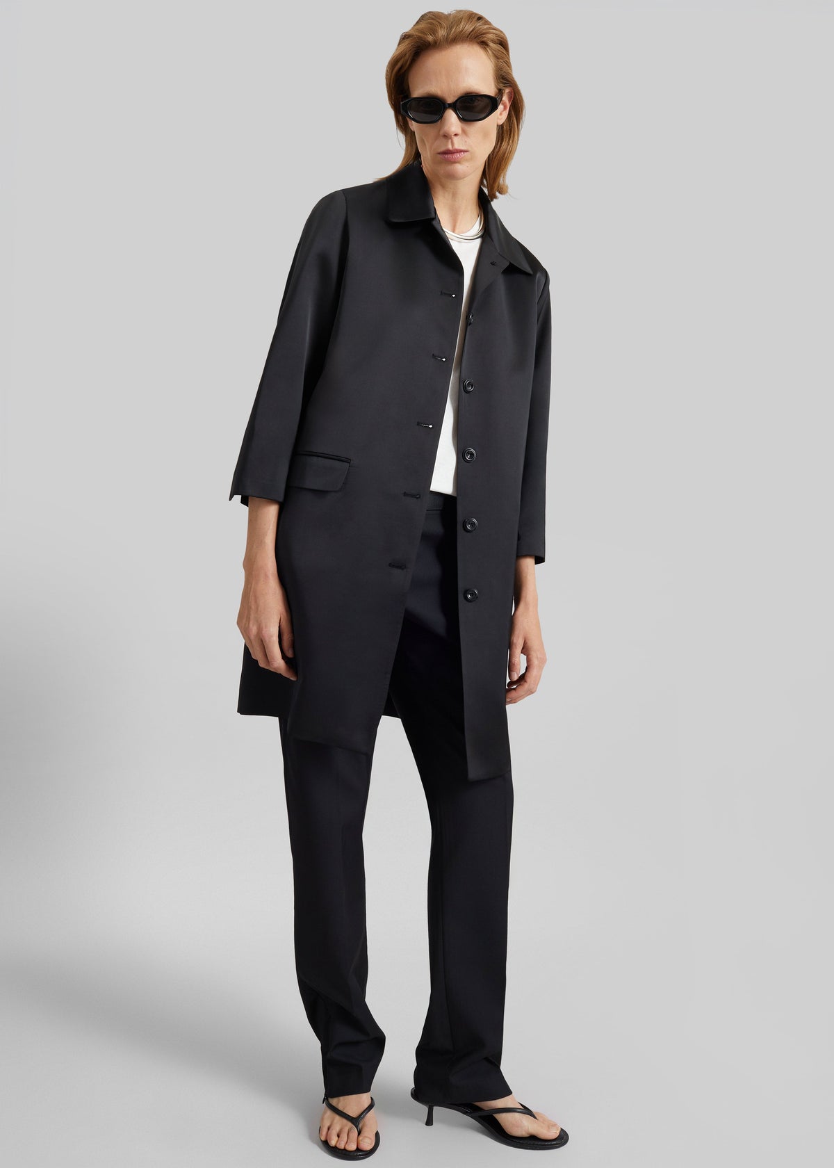 Vavin Satin Long Jacket - Black – view 2 of 7