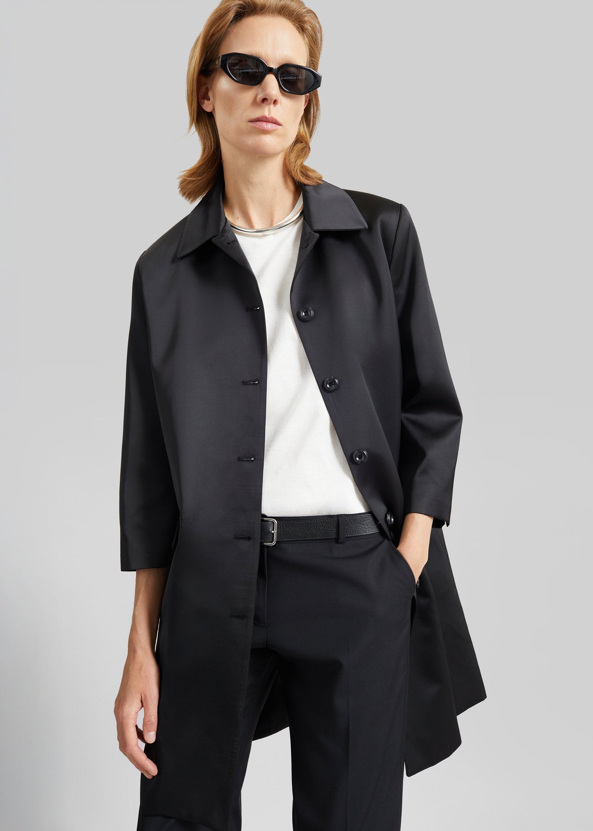 Vavin Satin Long Jacket - Black – view 1 of 7