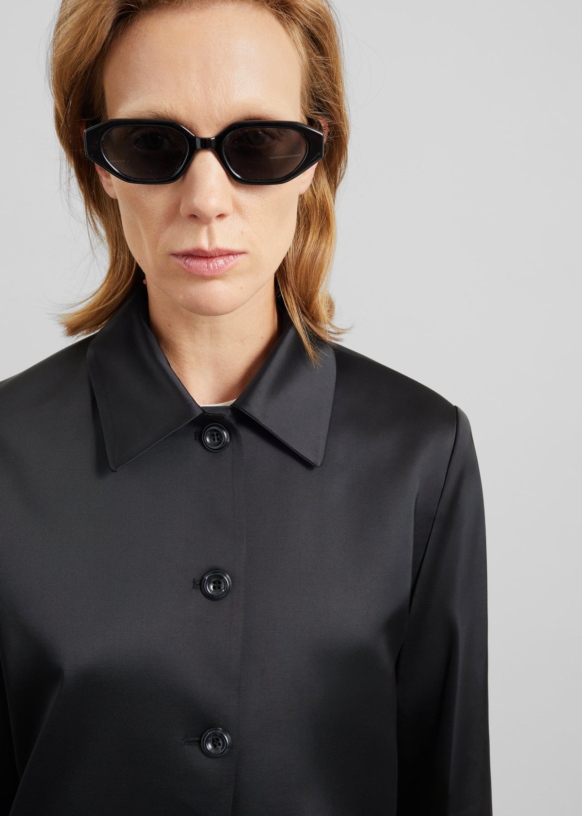 Vavin Satin Long Jacket - Black – view 4 of 7
