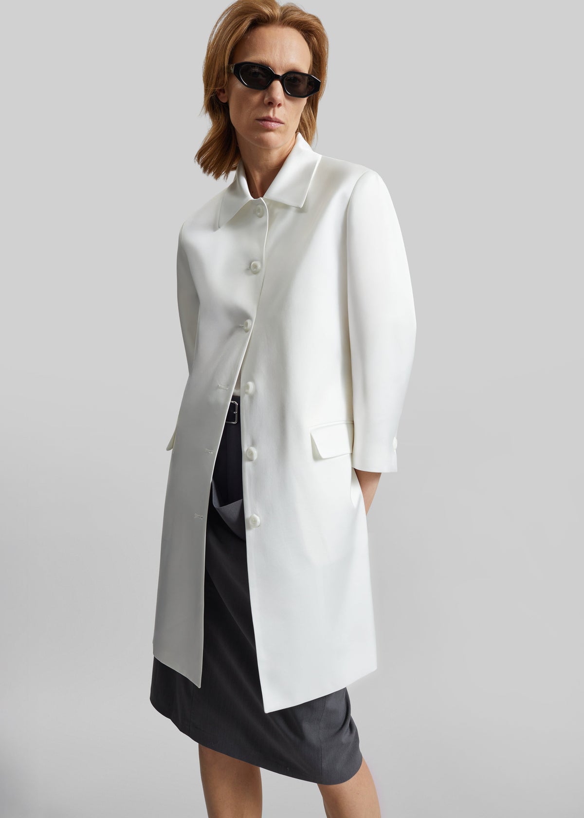 Vavin Satin Long Jacket - White – view 1 of 5