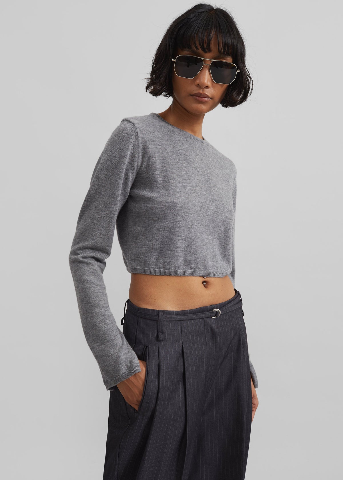 Veer Zip Cropped Sweater - Grey – view 5 of 7