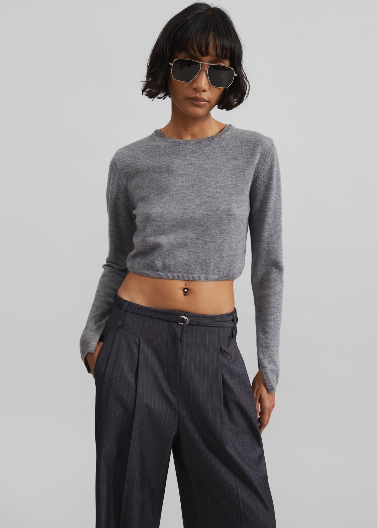 Veer Zip Cropped Sweater - Grey – view 1 of 7
