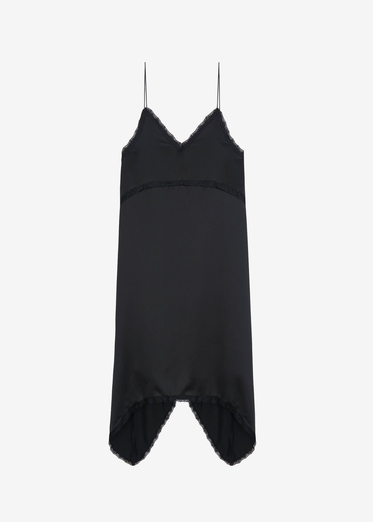 Velanne Satin Lace Trim Dress - Black – view 6 of 6