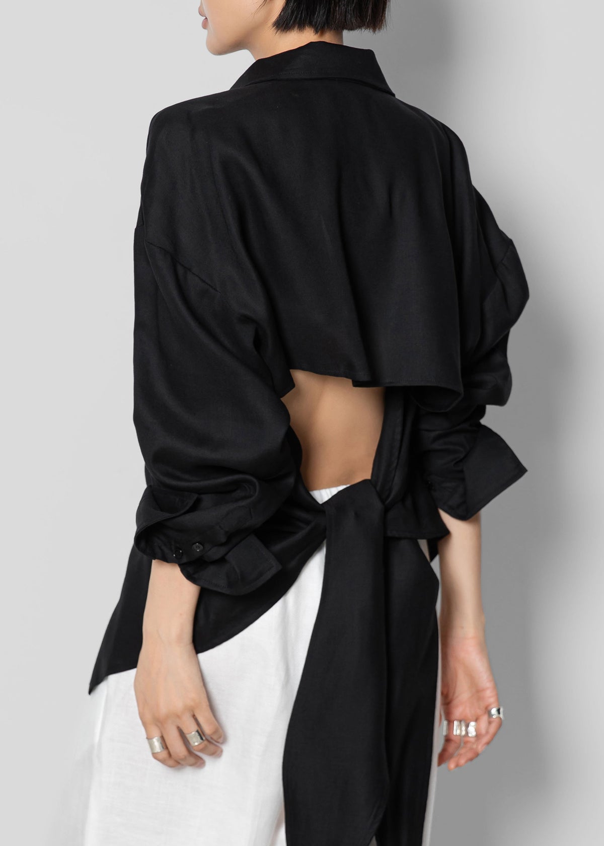 Velia Cut-Out Back Shirt - Black – view 1 of 6