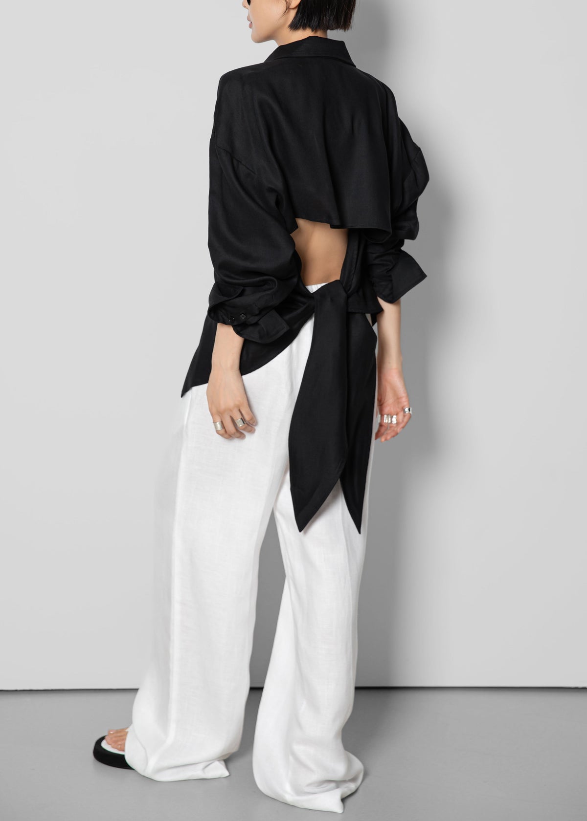 Velia Cut-Out Back Shirt - Black – view 5 of 6