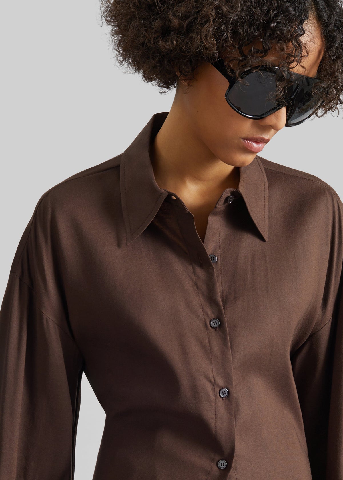 Velia Cut-Out Back Shirt - Brown – view 7 of 10