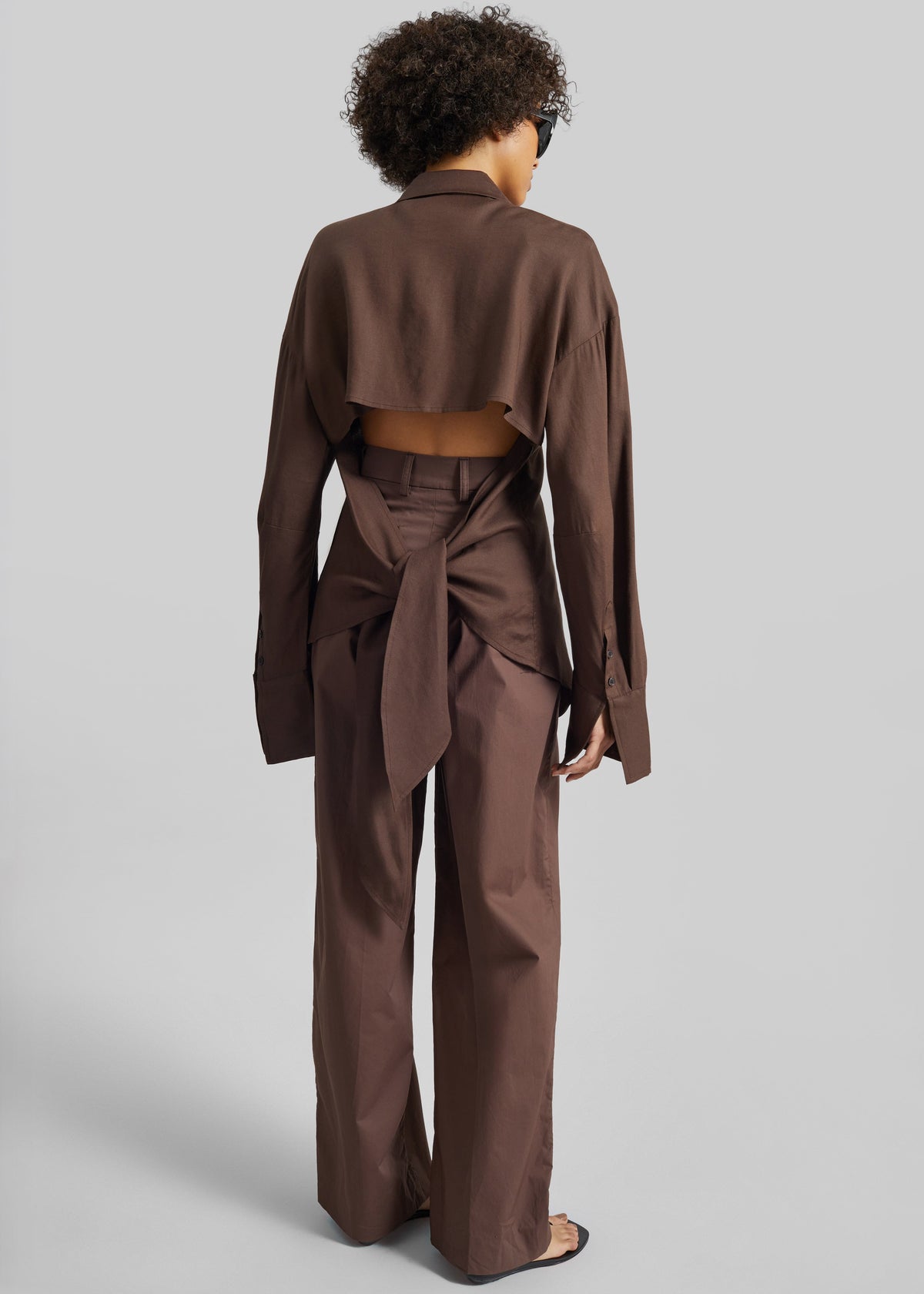 Velia Cut-Out Back Shirt - Brown – view 9 of 10
