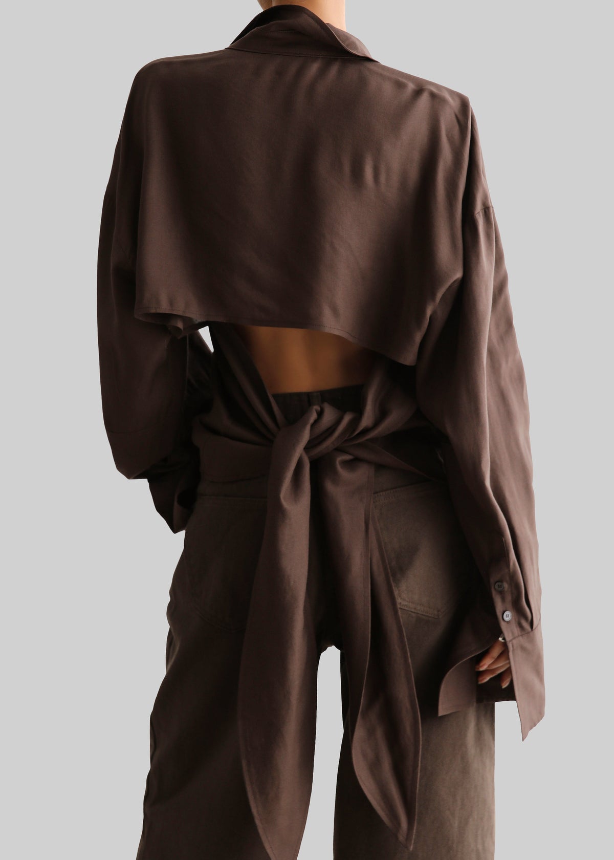 Velia Cut-Out Back Shirt - Brown – view 5 of 10
