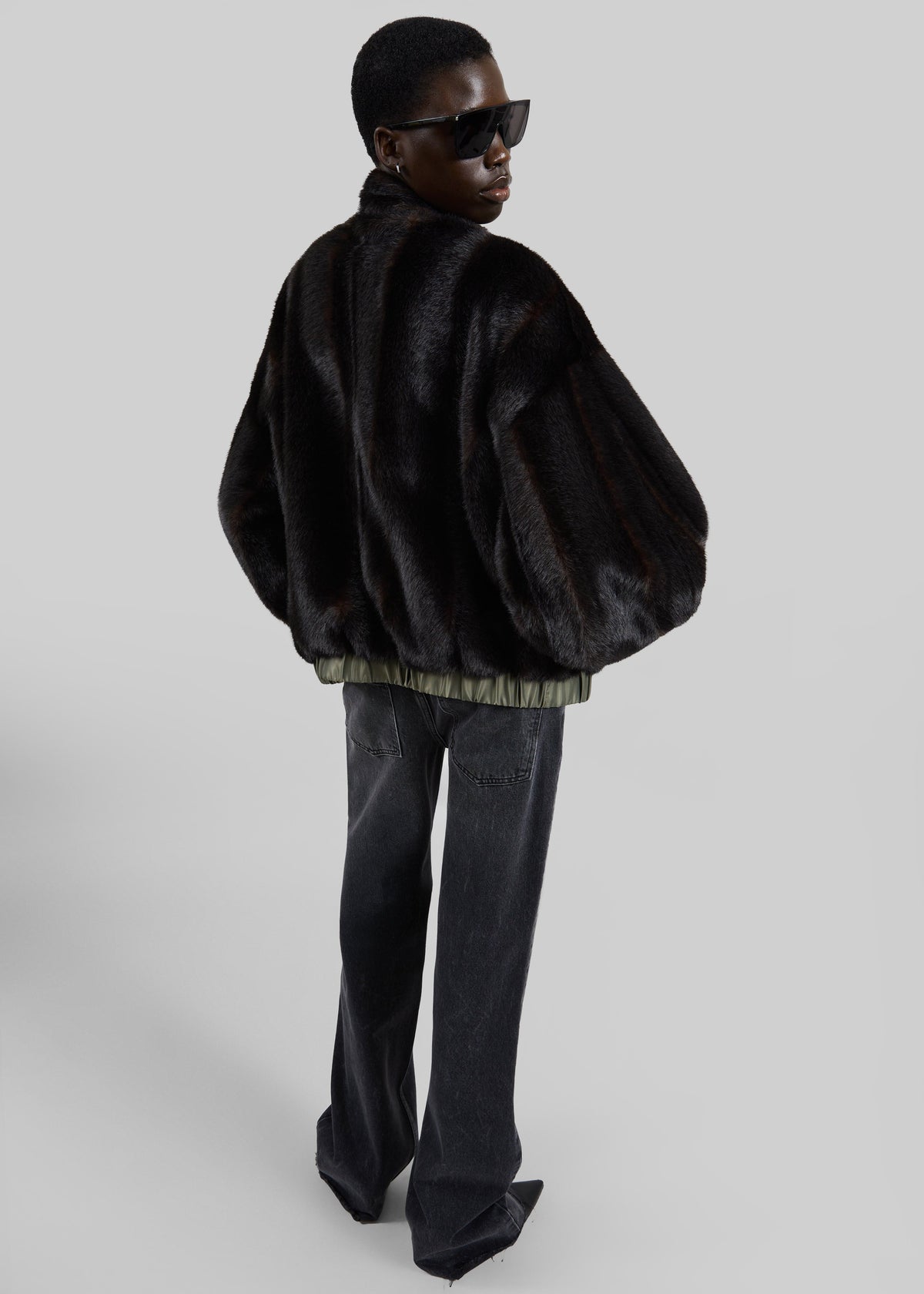 Vera Faux Fur Reversible Short Coat - Brown/Green – view 6 of 7