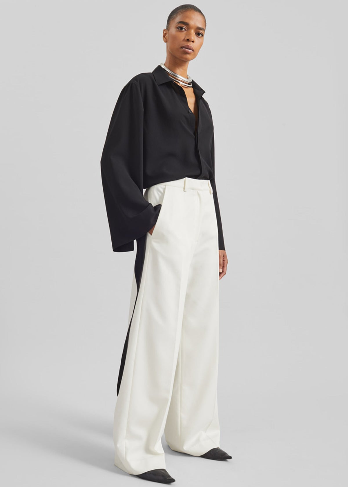 Verlin Sheer Chiffon Tie Cuff Shirt - Black – view 7 of 10